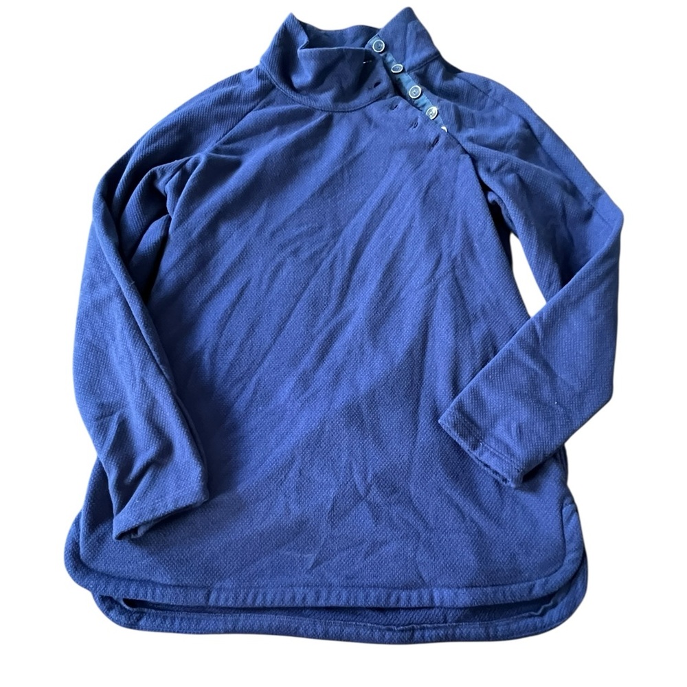 J Mclaughlin Marisa Pullover Sweater M $178 Solid Scale Shawl Neck Blue navy